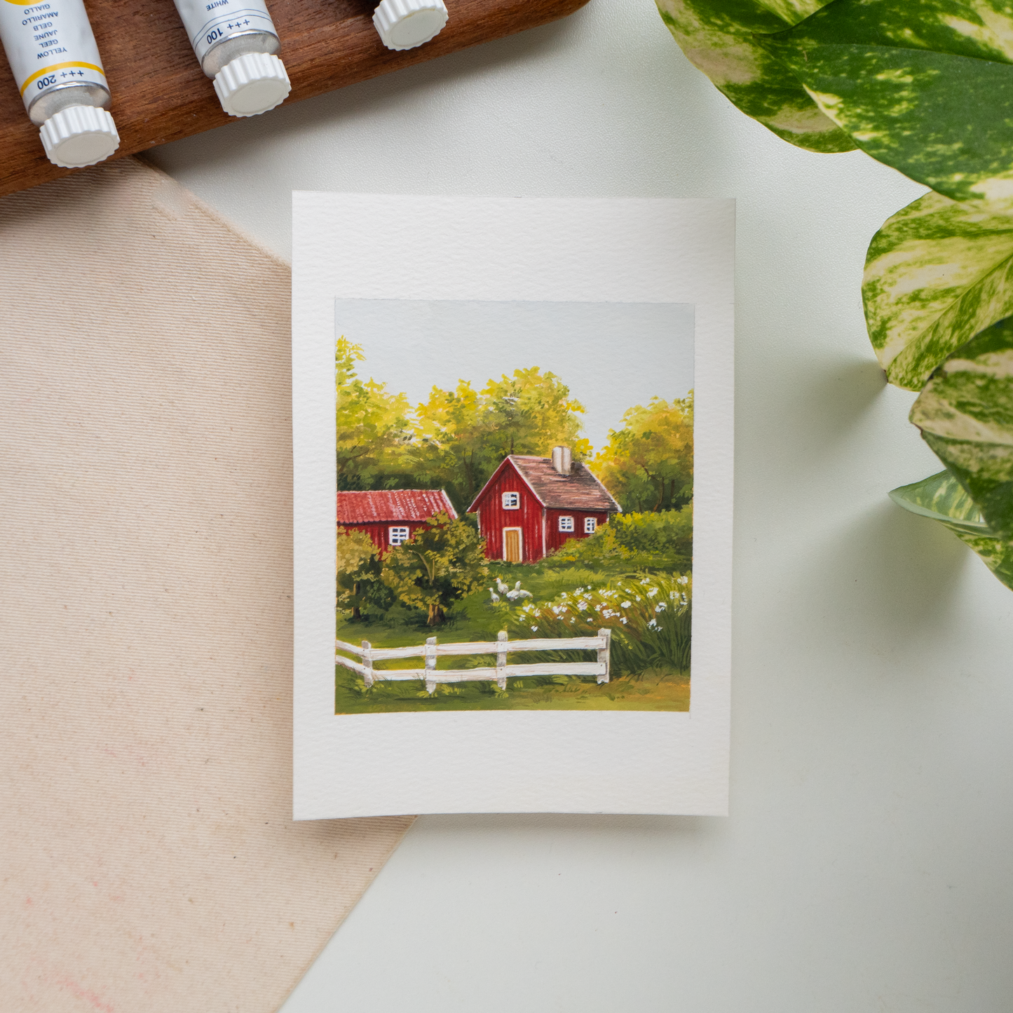 ORIGINAL PAINTING "Farm" 11/30 April Challenge