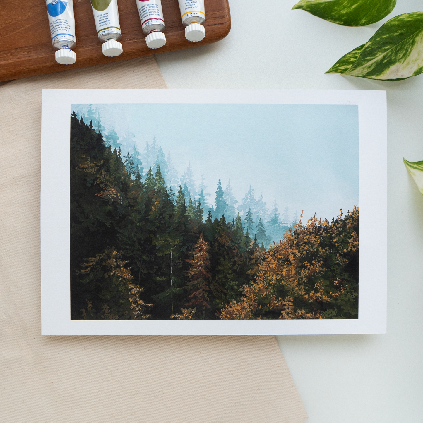 "Misty Treetops" A4 Fine Art Print