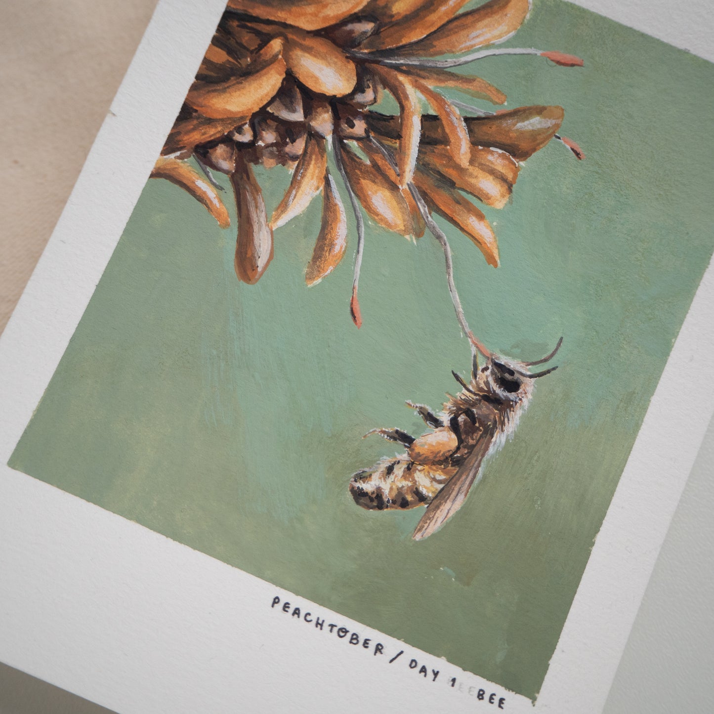 ORIGINAL PAINTING Peachtober "Bee" 1/31