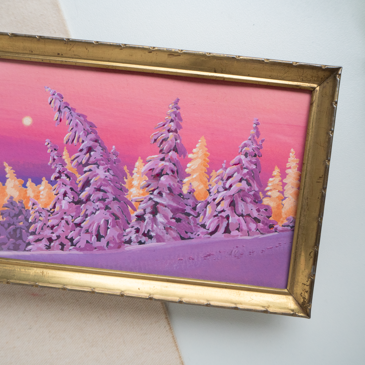 FRAMED ORIGINAL PAINTING "Golden Sunrays Of Winter"