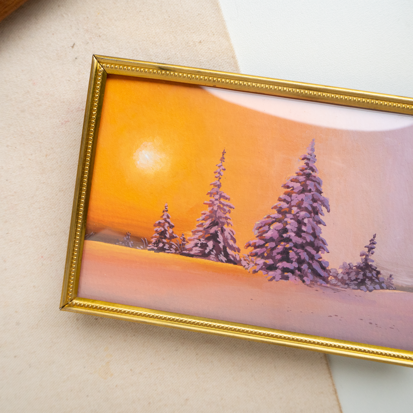 FRAMED ORIGINAL PAINTING "Winter Evening Sun"