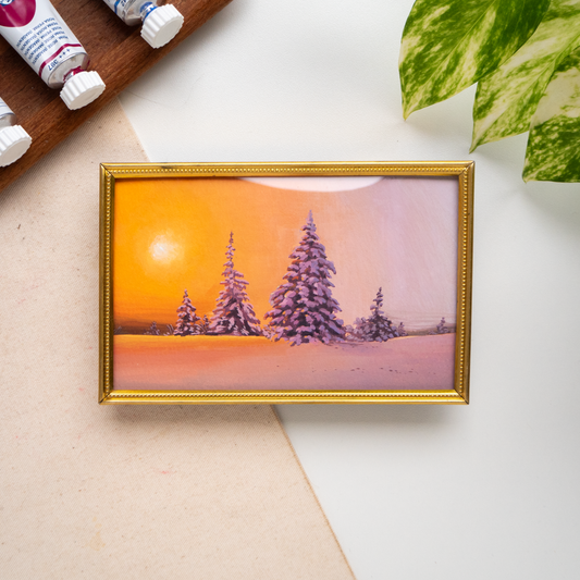 FRAMED ORIGINAL PAINTING "Winter Evening Sun"