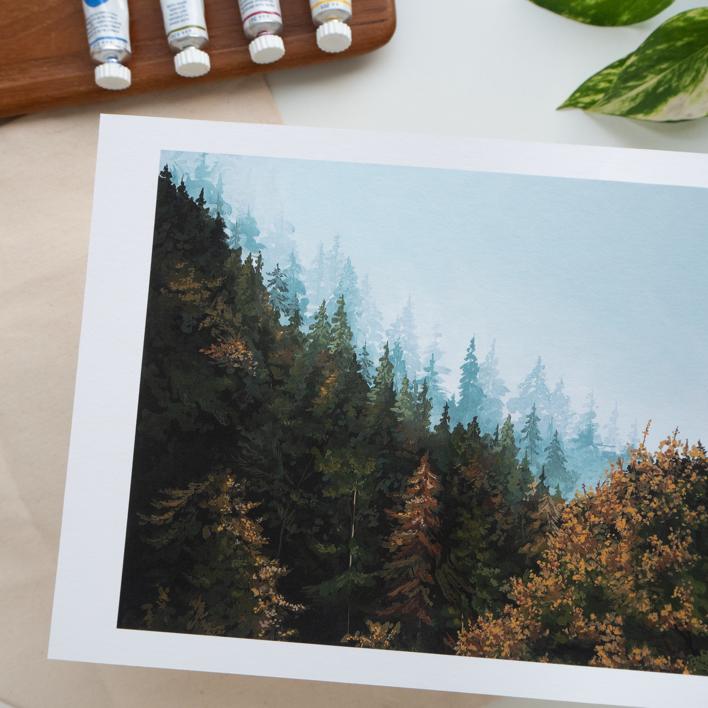 "Misty Treetops" A4 Fine Art Print