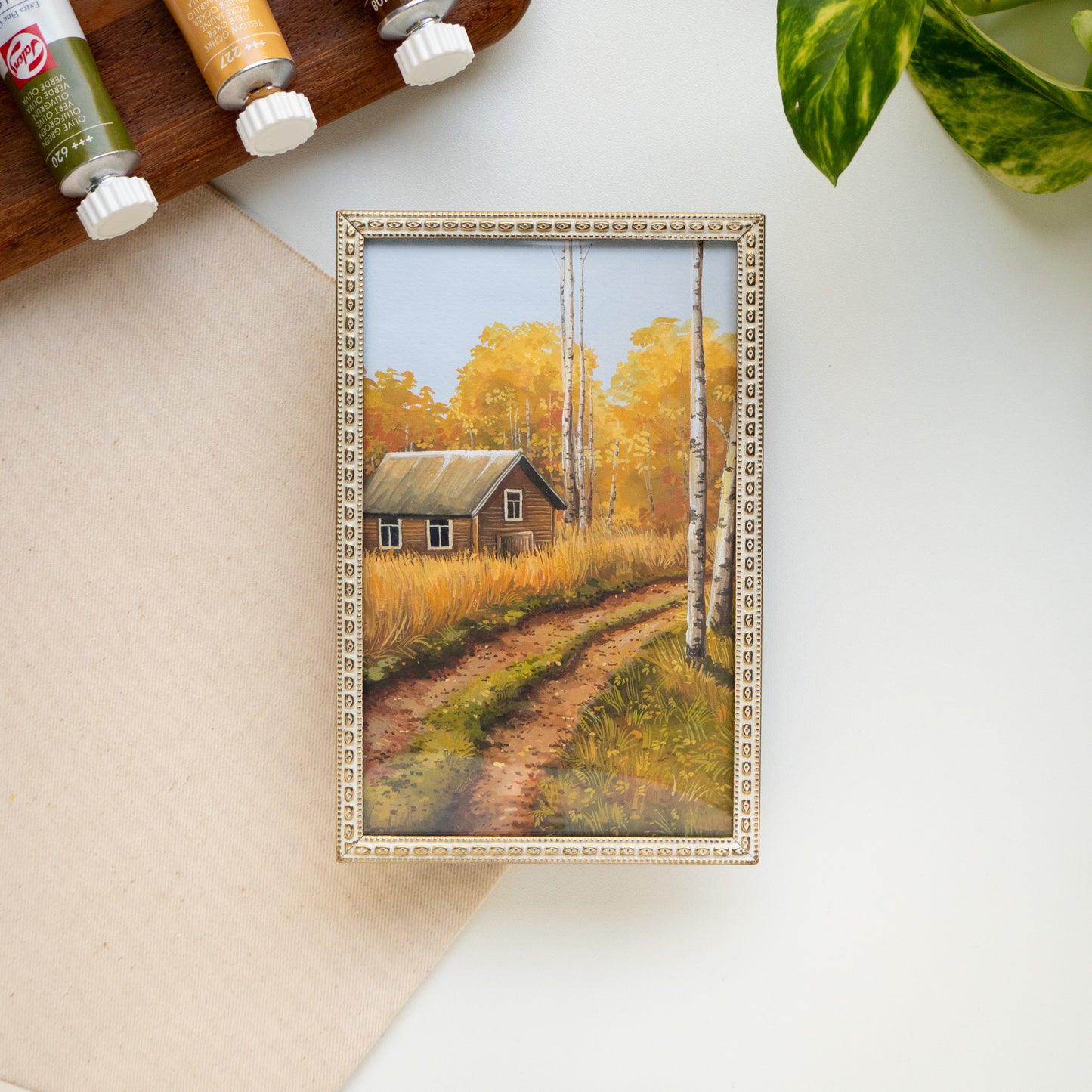 FRAMED ORIGINAL PAINTING "Hideaway Beneath The Autumn Trees"