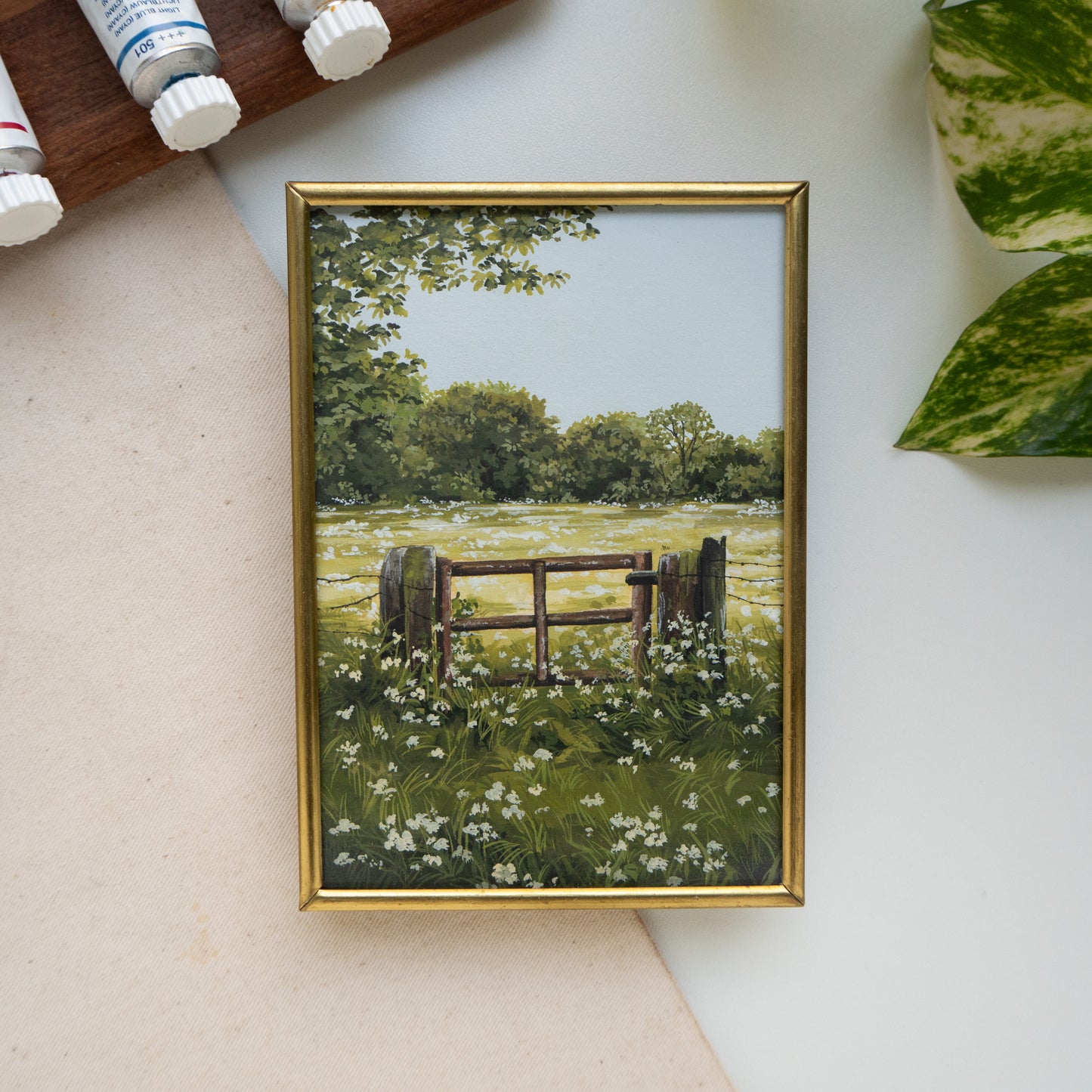 FRAMED ORIGINAL PAINTING "Among The Wildflowers"