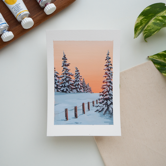 ORIGINAL PAINTING "Snowy Sunset"