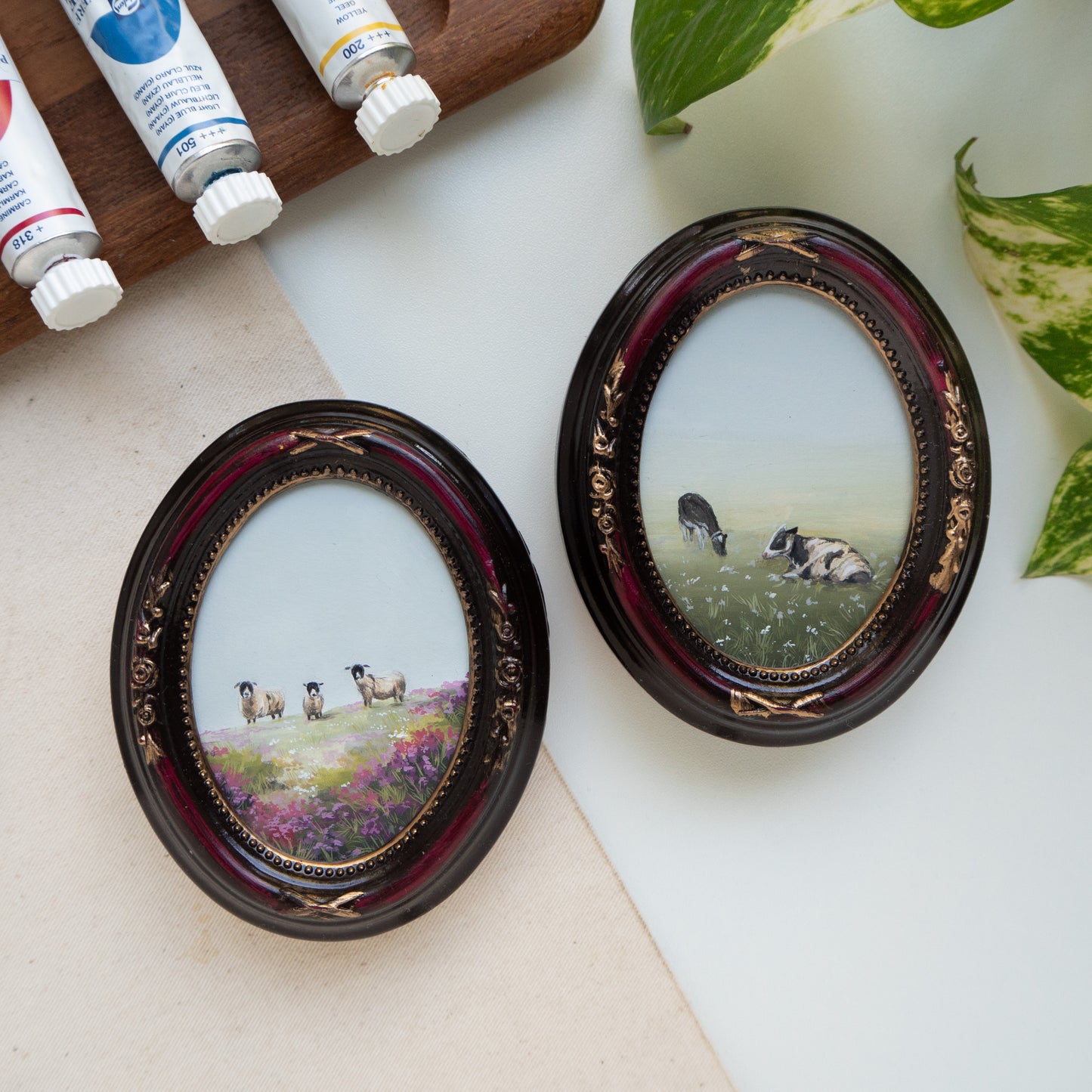 FRAMED ORIGINAL PAINTING - Set Of Two "Countryside Dreams"