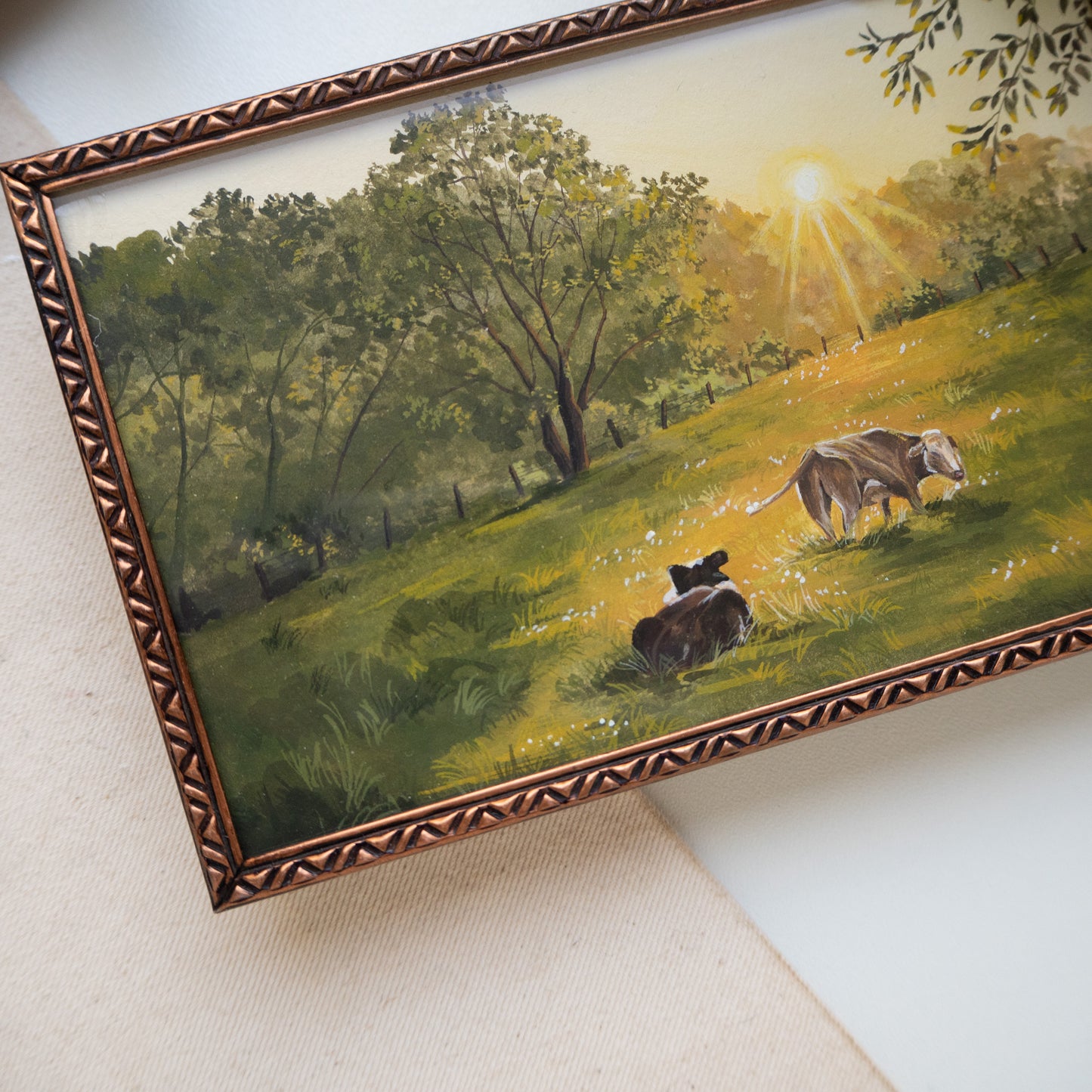 FRAMED ORIGINAL PAINTING "Basking In The Evening Sun"