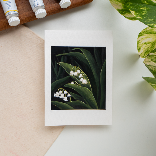 ORIGINAL PAINTING "Lily Of The Valley" 20/30 April Challenge