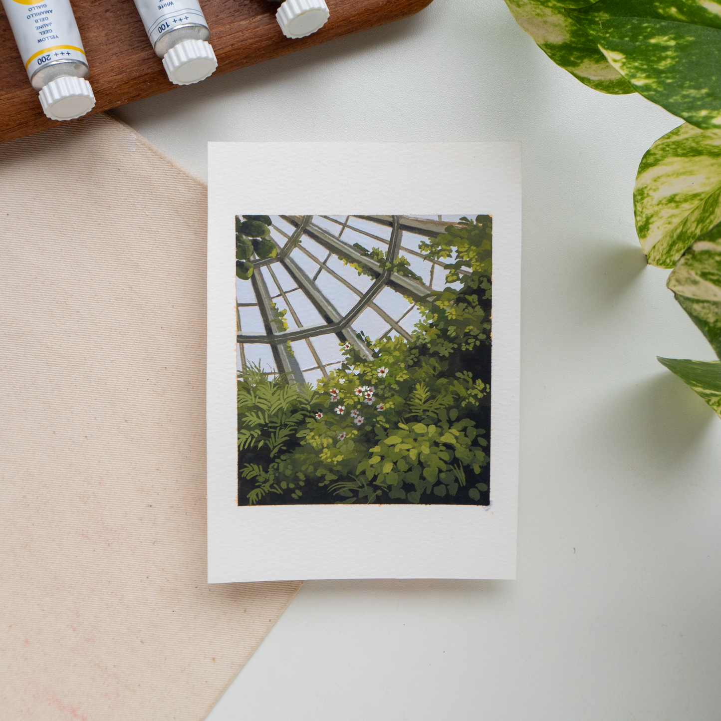 ORIGINAL PAINTING "Greenhouse" 21/30 April Challenge